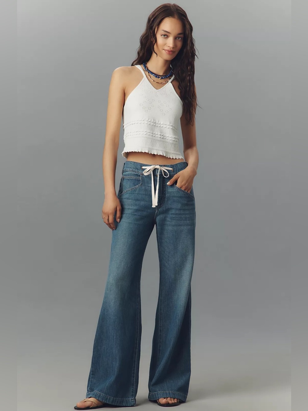 Anthropologie Pilcro Ellis High-Rise Pull-On Wide Leg Jeans Size 25 70s Chic